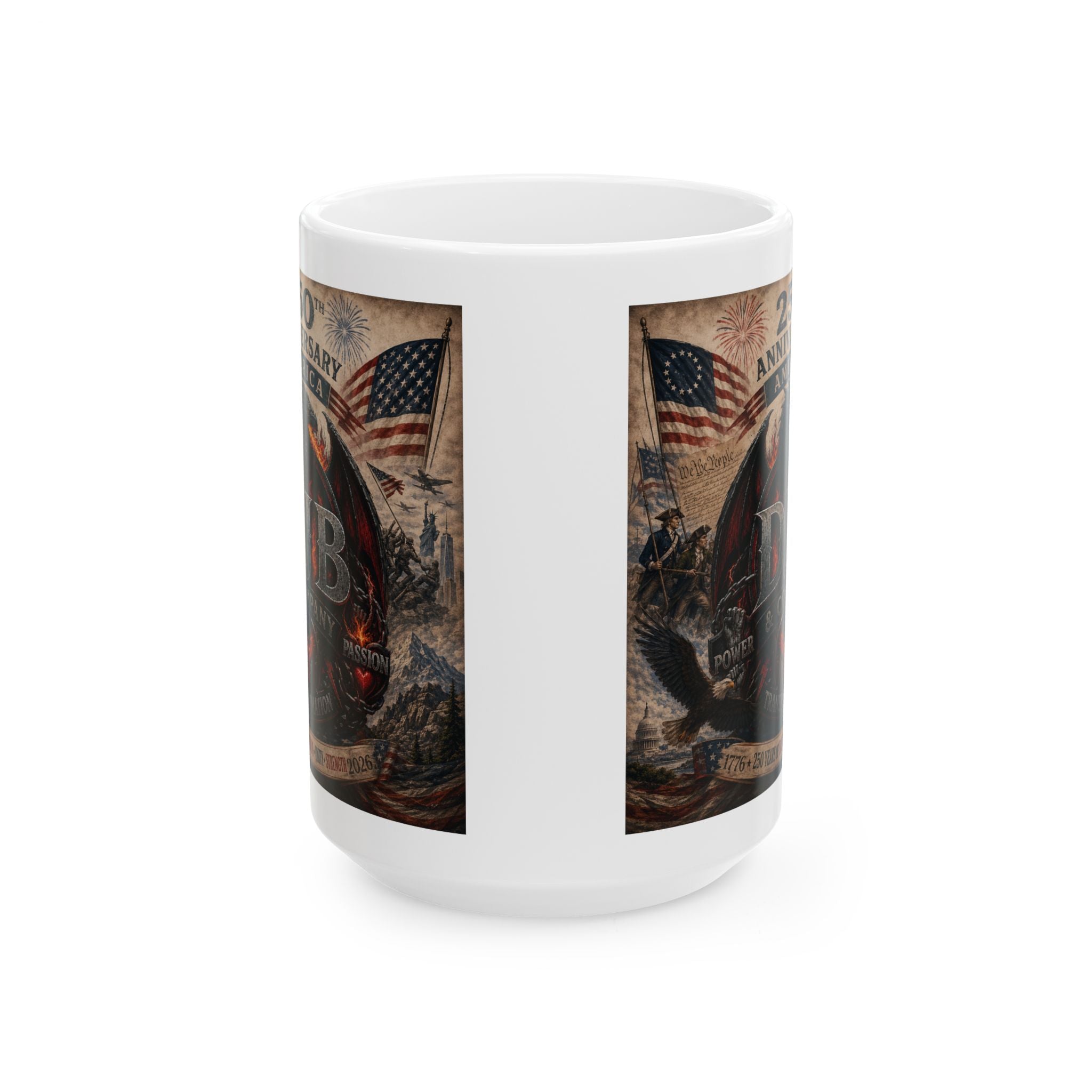 American Patriot Ceramic Mug — Eagle, Flag & 'BORN' Vintage Military Tribute (11oz/15oz)