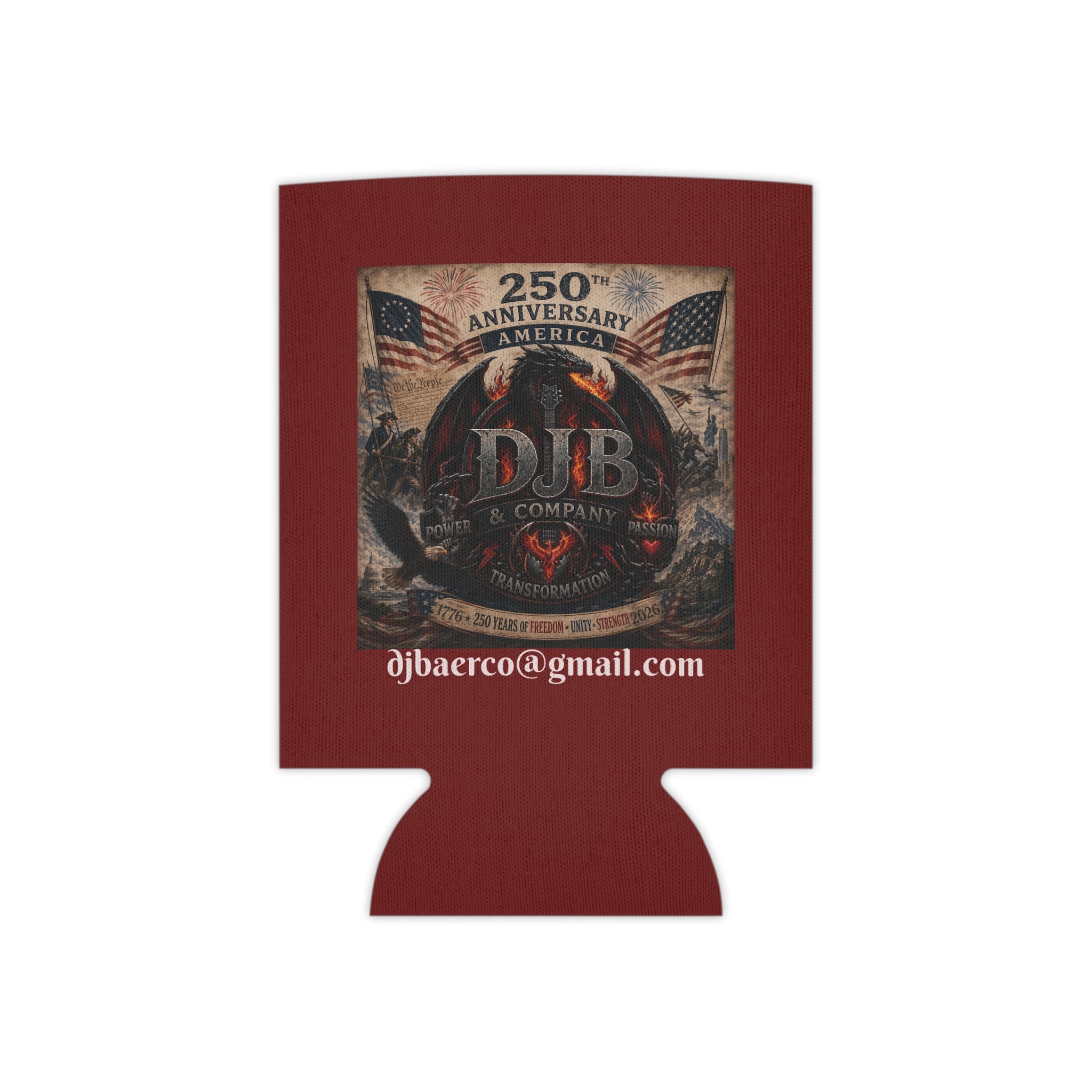 250th Anniversary DJB Eagle Can Cooler — Patriotic Americana Beer Koozie