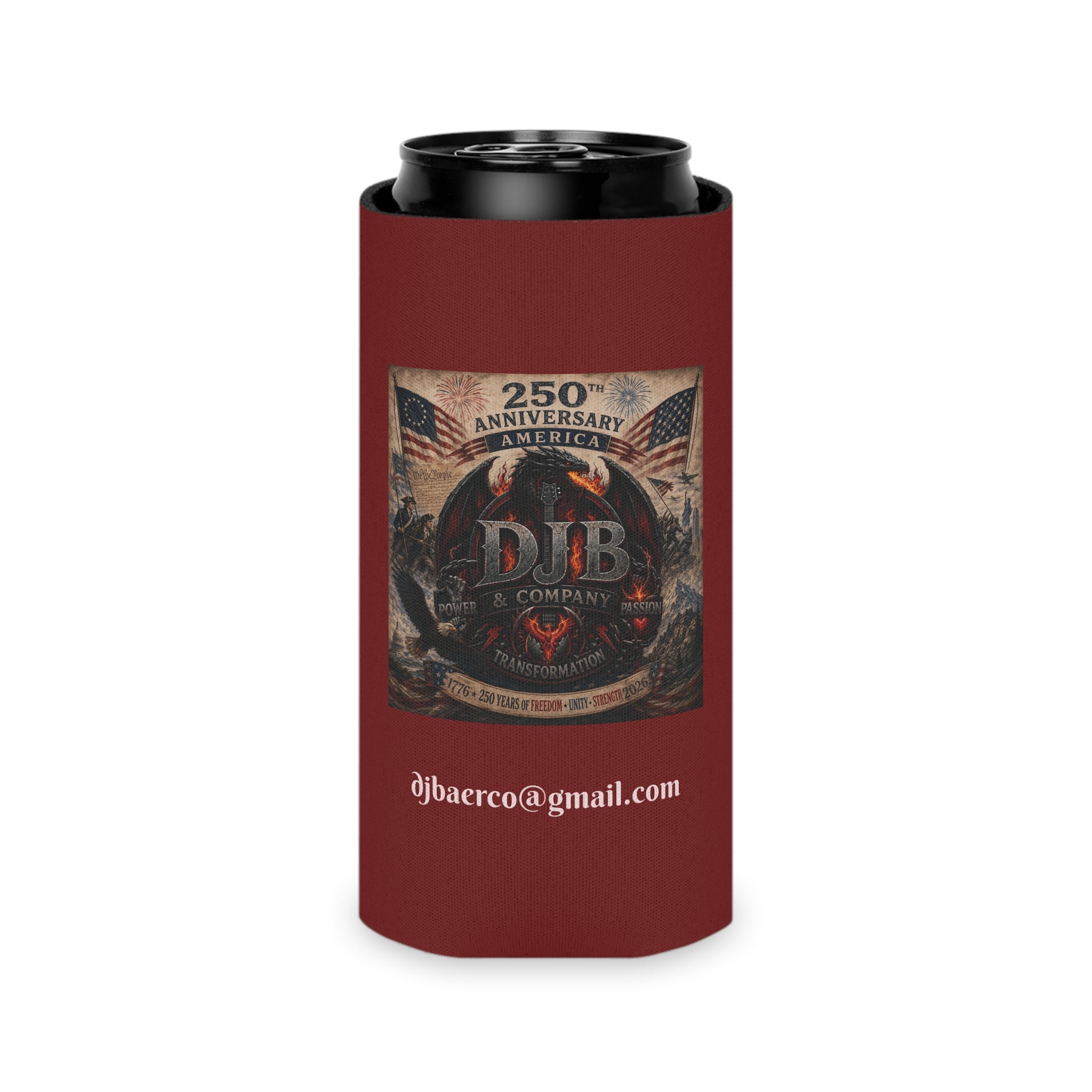 250th Anniversary DJB Eagle Can Cooler — Patriotic Americana Beer Koozie
