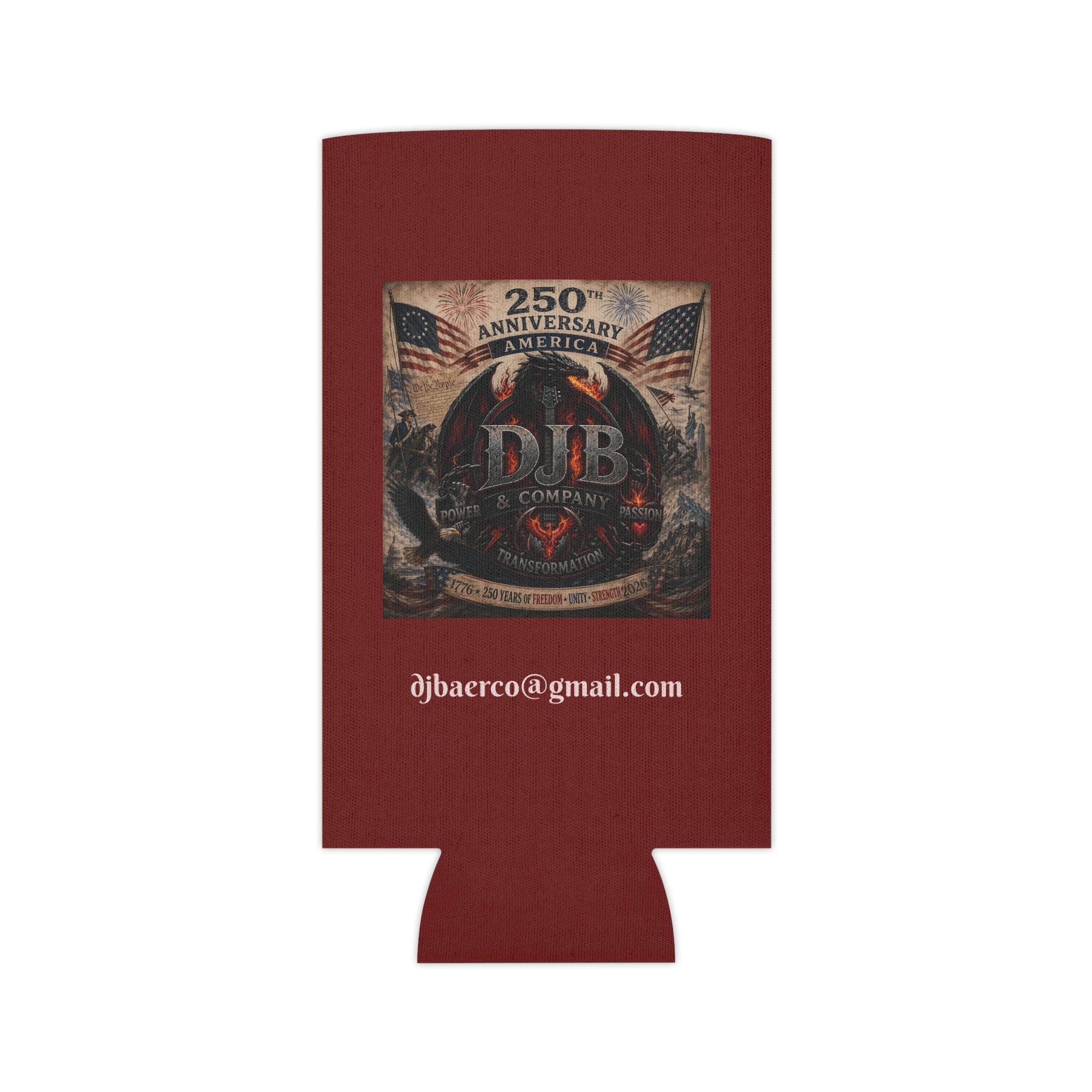 250th Anniversary DJB Eagle Can Cooler — Patriotic Americana Beer Koozie