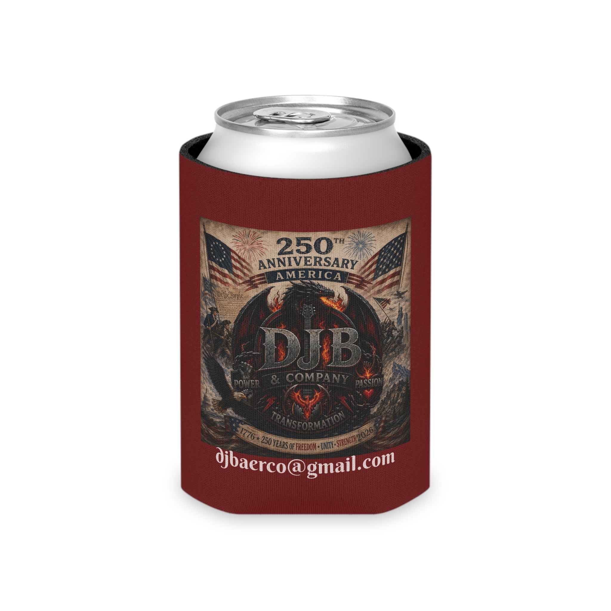 250th Anniversary DJB Eagle Can Cooler — Patriotic Americana Beer Koozie