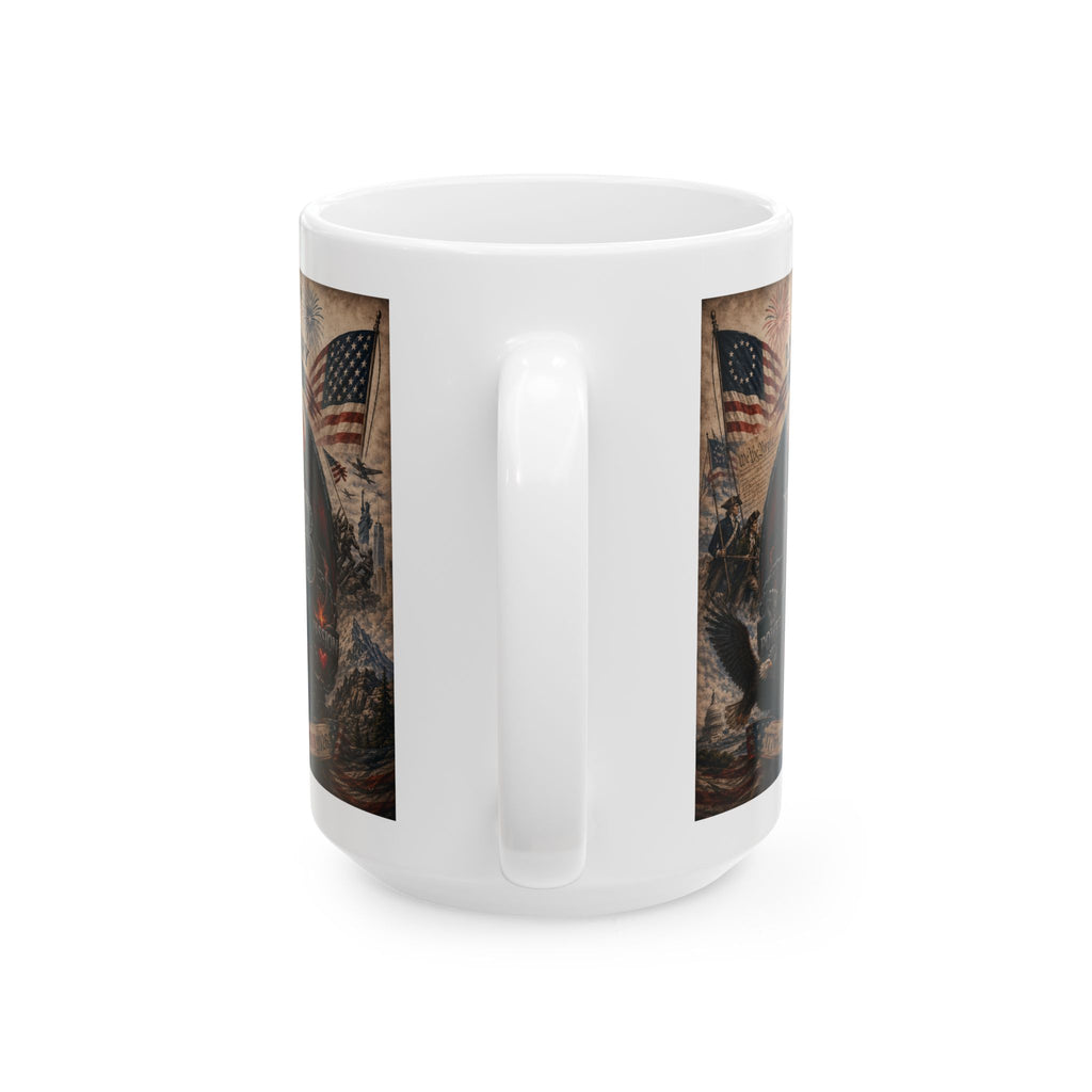 American Patriot Ceramic Mug — Eagle, Flag & 'BORN' Vintage Military Tribute (11oz/15oz)