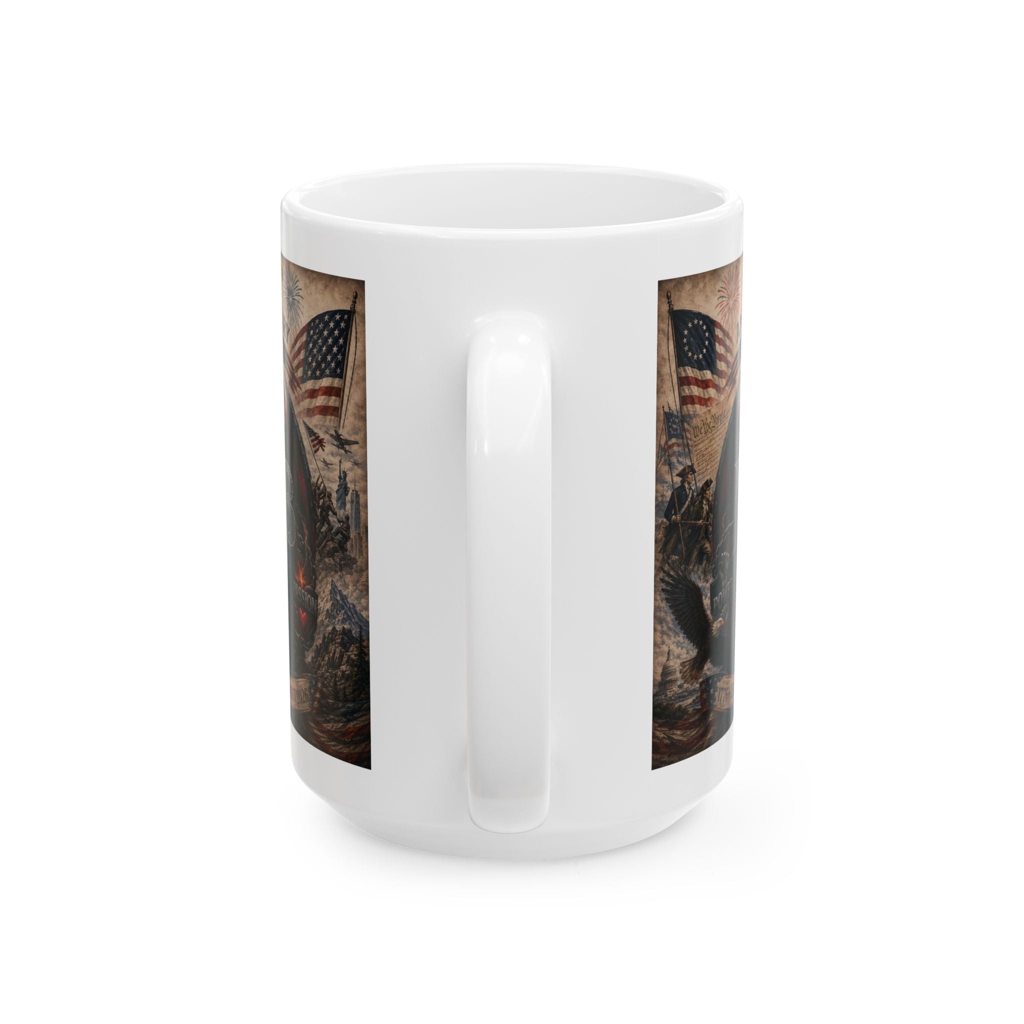 American Patriot Ceramic Mug — Eagle, Flag & 'BORN' Vintage Military Tribute (11oz/15oz)