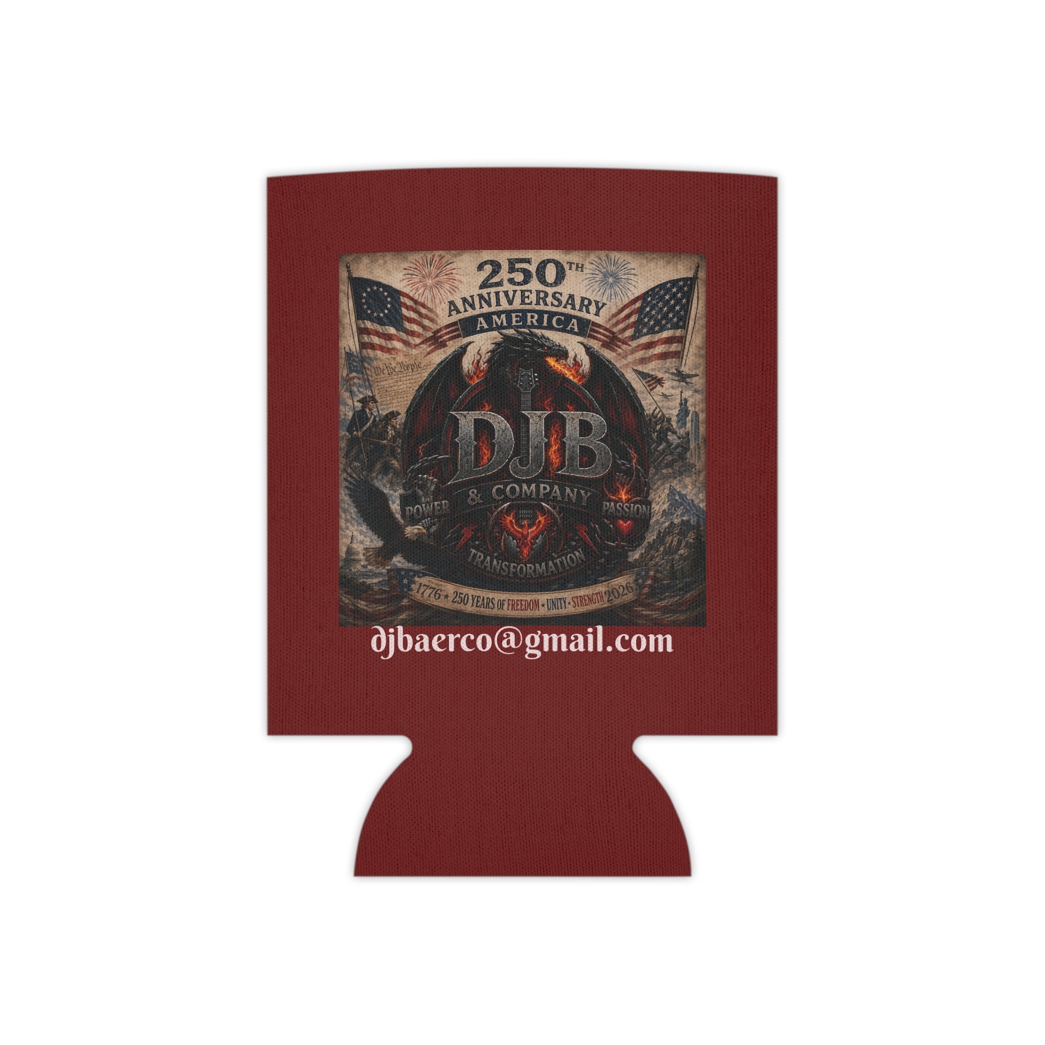 250th Anniversary DJB Eagle Can Cooler — Patriotic Americana Beer Koozie